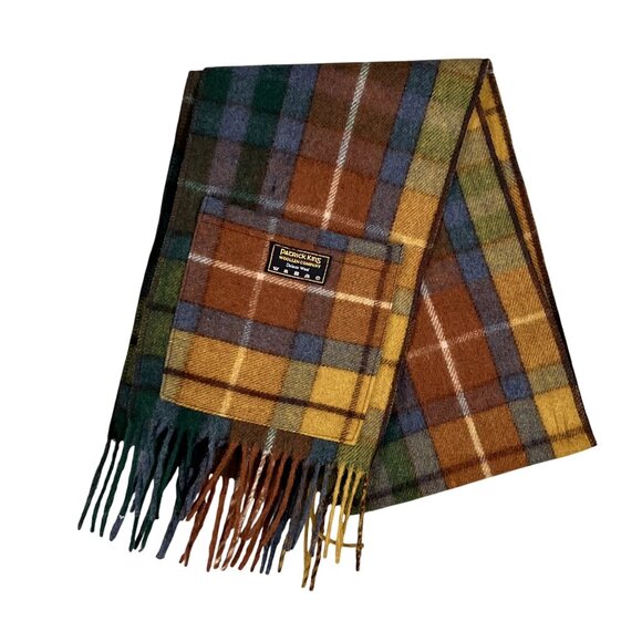 Patrick King Woollen Co. Deluxe Wool Tartan Plaid Scarf Pockets Fringe Preppy - Picture 3 of 10